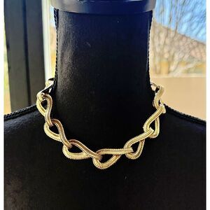 Vintage Givenchy Gold-Tone Textured Chain Link Necklace 17” Signed